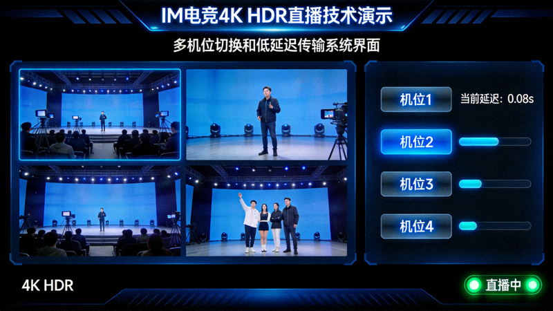 IM电竞4K HDR直播技术演示 - 多机位切换和低延迟传输系统界面